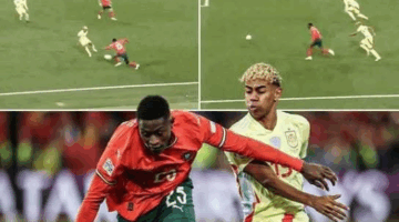 فيديو : لحظة مراوغه نونو مينديز للامين يامال