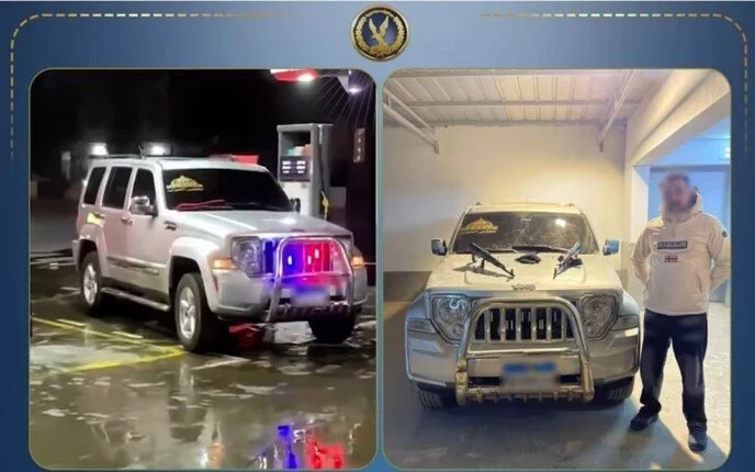 ضبط مسجل يستقل سيارة عليها ملصقًا لمجلس النواب ويحمل سلاحًا ناريًا