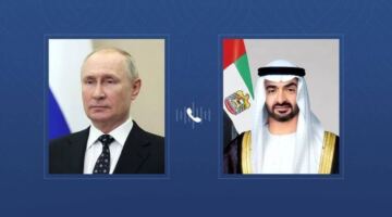 محمد بن زايد وبوتين يبحثان هاتفياً تطورات الشرق الأوسط وتداعياتها على أمن الطاقة وحرية الملاحة