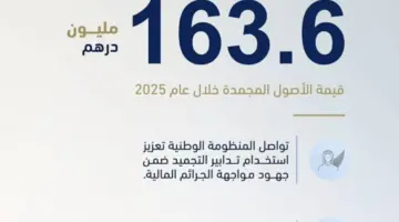 تجميد أصول بقيمة 163.6 مليون درهم ضمن إجراءات رقابية جديدة للجهات المختصة