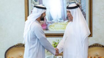 حاكم رأس الخيمة يستعرض تفاصيل برنامج غطاريف الوطني مع رائد الفضاء سلطان النيادي